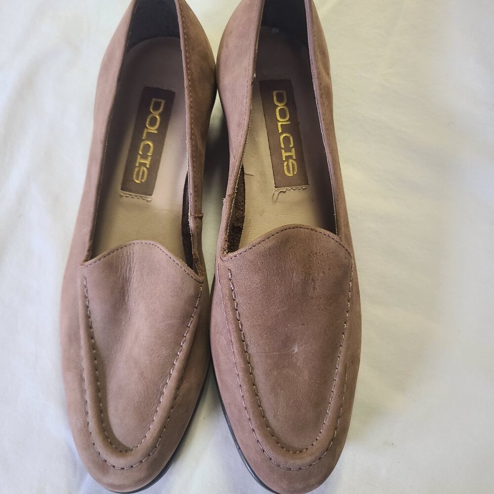 Dolcis Women’s Leather Loafers Tan Slip-On Flats (Size 7.5M) Made in Brazil
